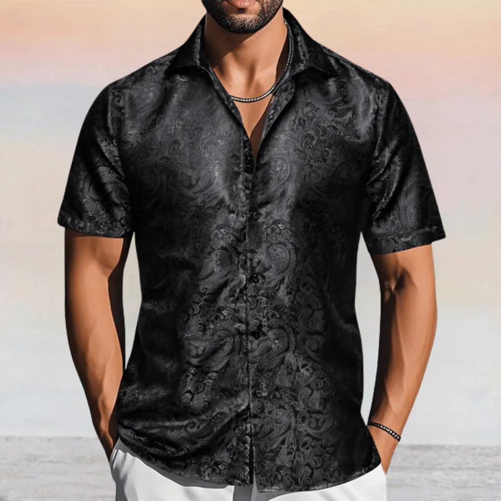 Polished Paisley Button Up Short Sleeve Button Shirt