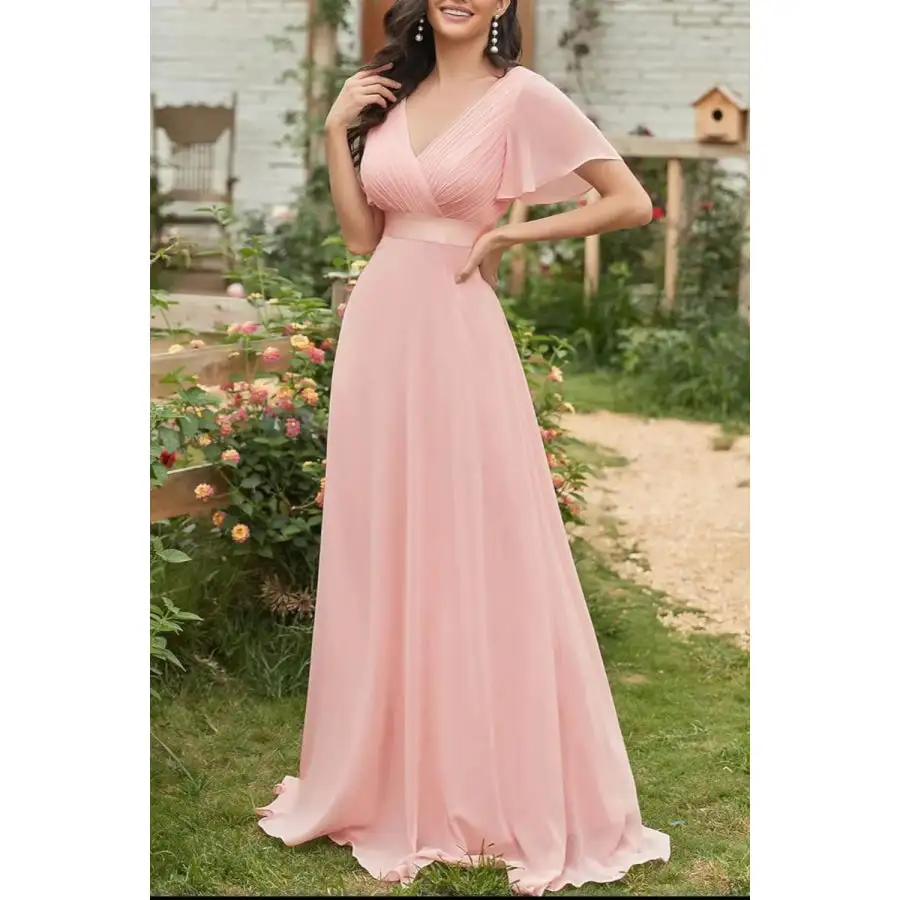 Surplice Flutter Sleeve Maxi Dress