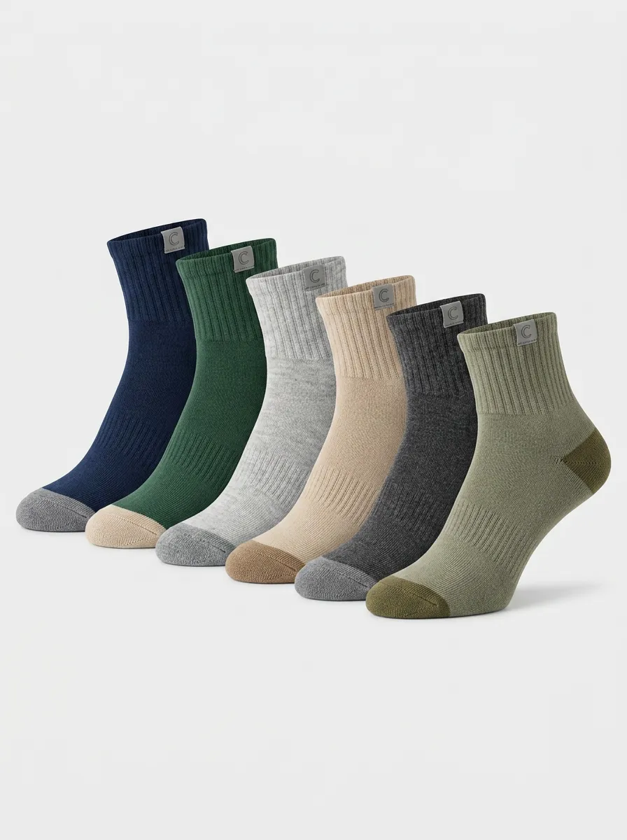 Utility-Inspired Ribbed Six-Pair Crew Socks