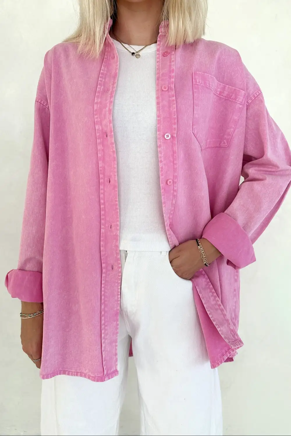 Smooth Fit Denim Oversized Shirt