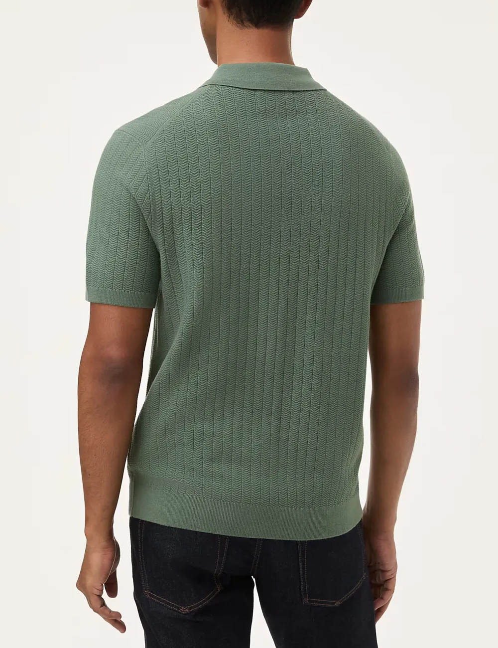 Men's Pink Textured Knit Quarter Zip Polo
