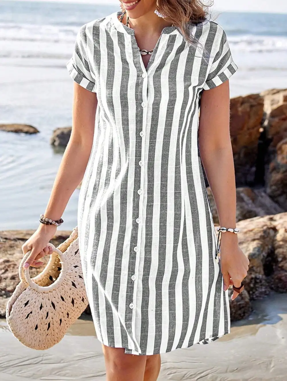 Striped Relaxed Button Shirt