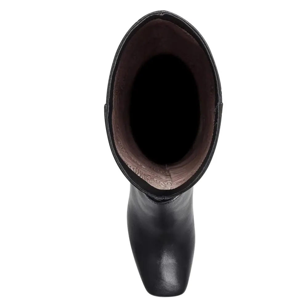 Buckle-Detail Zip-Up Square-Toe Pointed-Toe Knee-High Boots