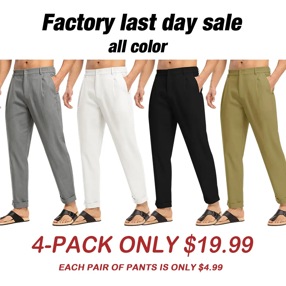 🔥 Men's Slim Fit Cotton Linen Casual Pants | Multi Neutral Earth Tone Colors, Full Size Range All In Stock