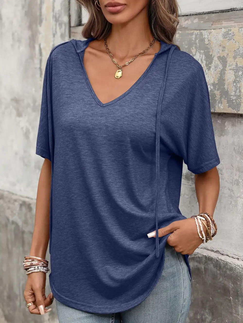 V Neck Loose Short Sleeve Tee