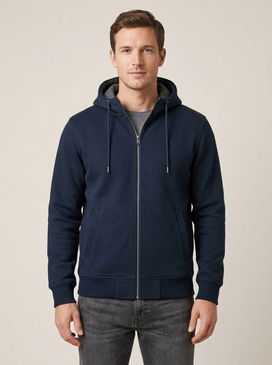 Relaxed Zip-Up Hooded Detail Men's Sport Jacket