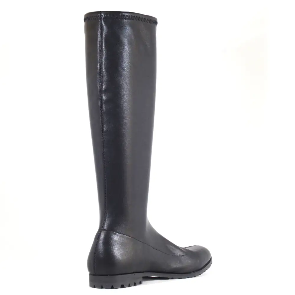 Slip On Low Heel Stretch Knee High Boots