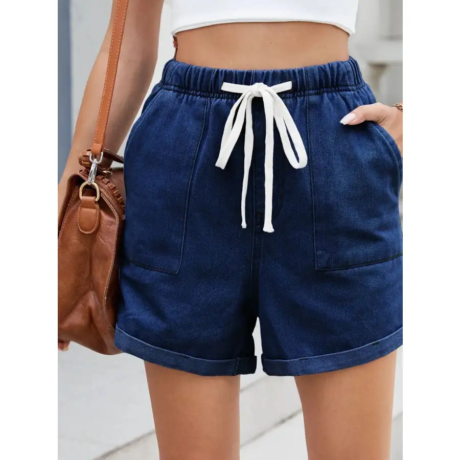 Drawstring Wash Denim Shorts