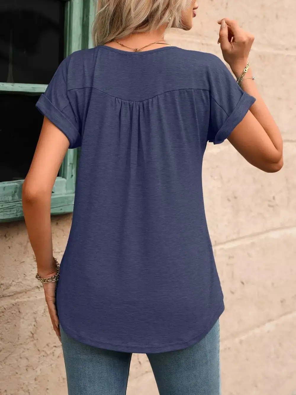 Casual Button Detail Henley T Shirt