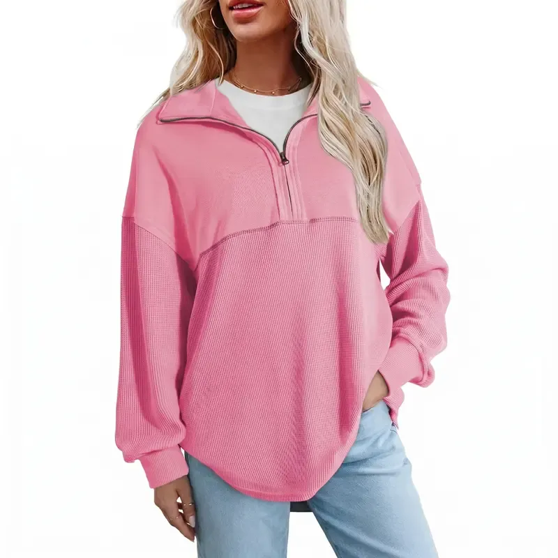 🔥Last Day💥Women's Half-Zip Waffle Knit Sweater🔥8-Pack Only $24