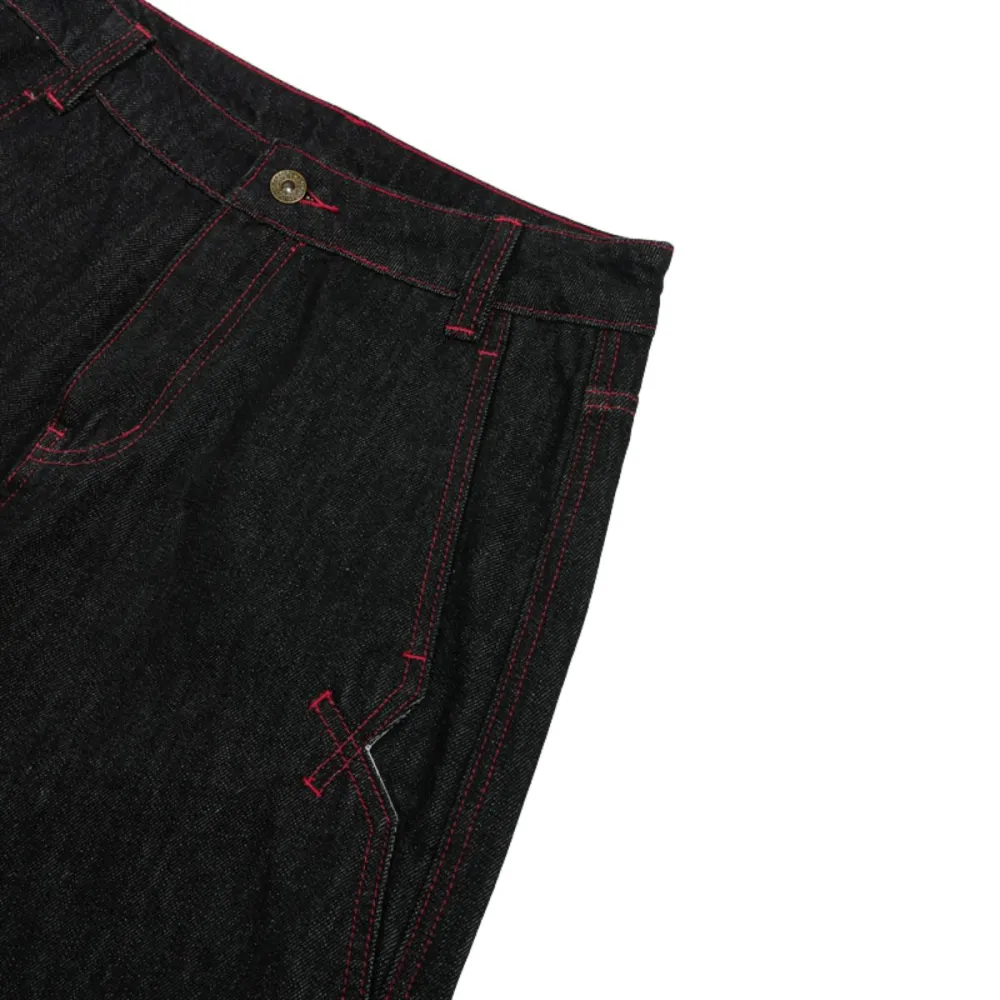Washed Raw Denim Embroidered Denim Jeans