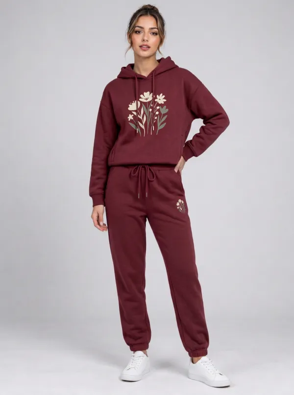 Women's Dusty Blue Solid Hoodie & Pants Set