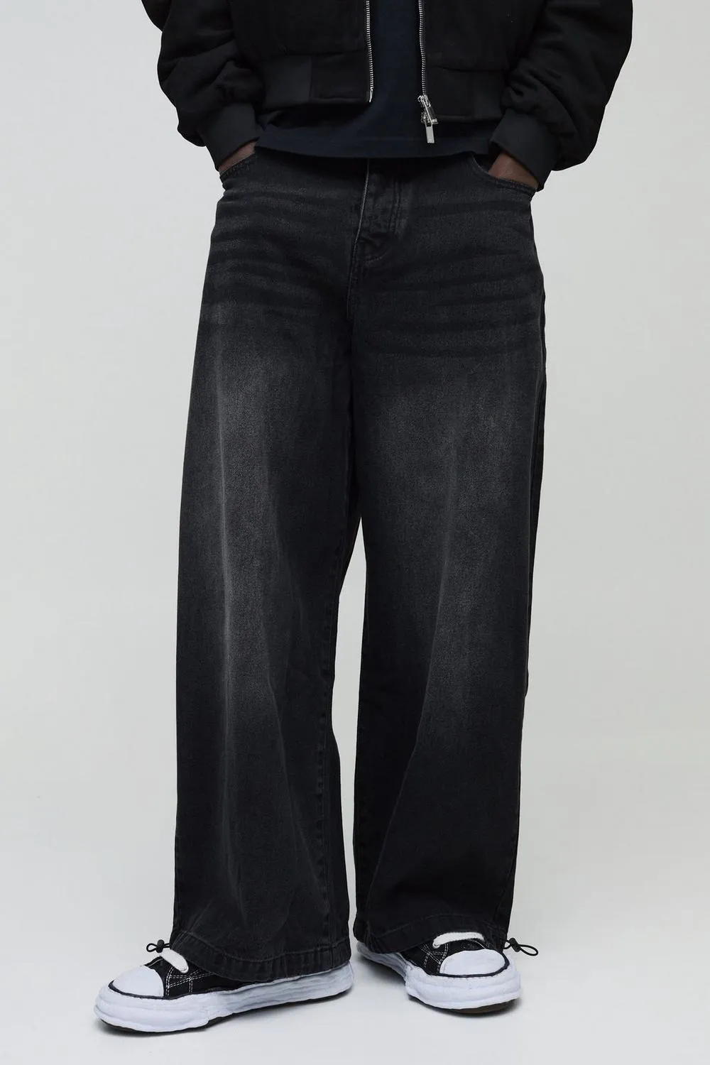 Denim Parachute Washed Jeans Plain Pocket Jeans