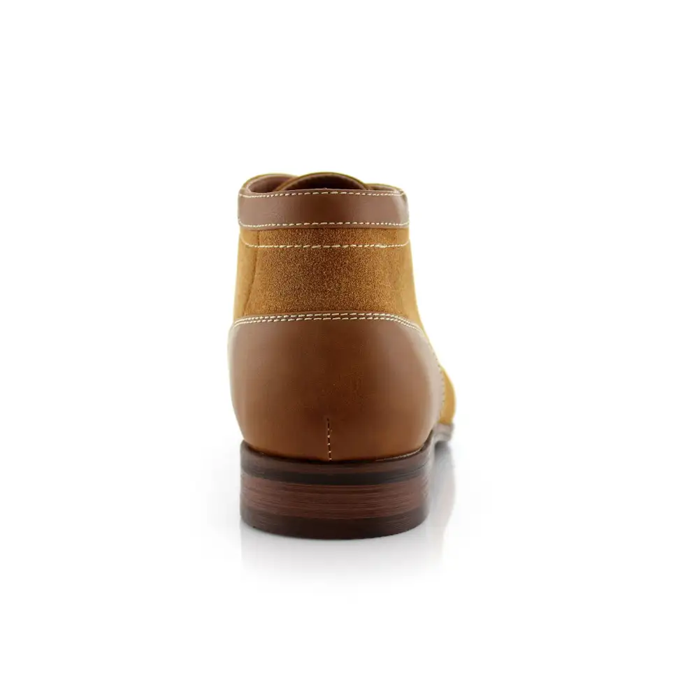 Polished Faux-Suede Suede Faux-Leather Chukka Boots