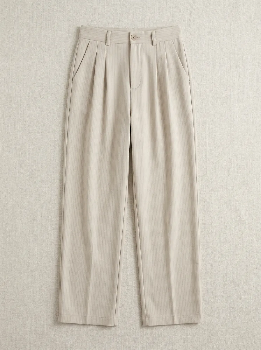 Women's Minimalist Vertical Striped Pleated Casual Pants