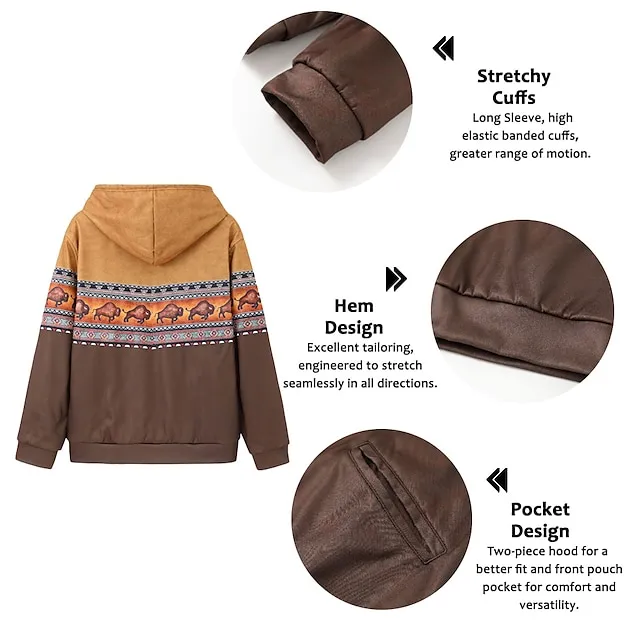 Men's Full Zip Hoodie Jacket Brown Brown 2 Brown 4 Brown 3 Hooded Animal Color Block Graphic Prints Zipper Print Casual Daily Holiday 3D Print Fleece Designer Thin fleece Winter Clothing Apparel