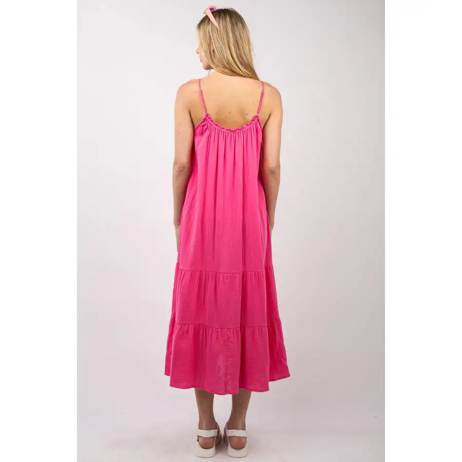 Ruffled A-line Midi Cami Dress