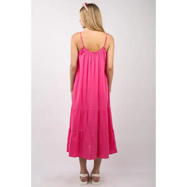 Ruffled A-line Midi Cami Dress