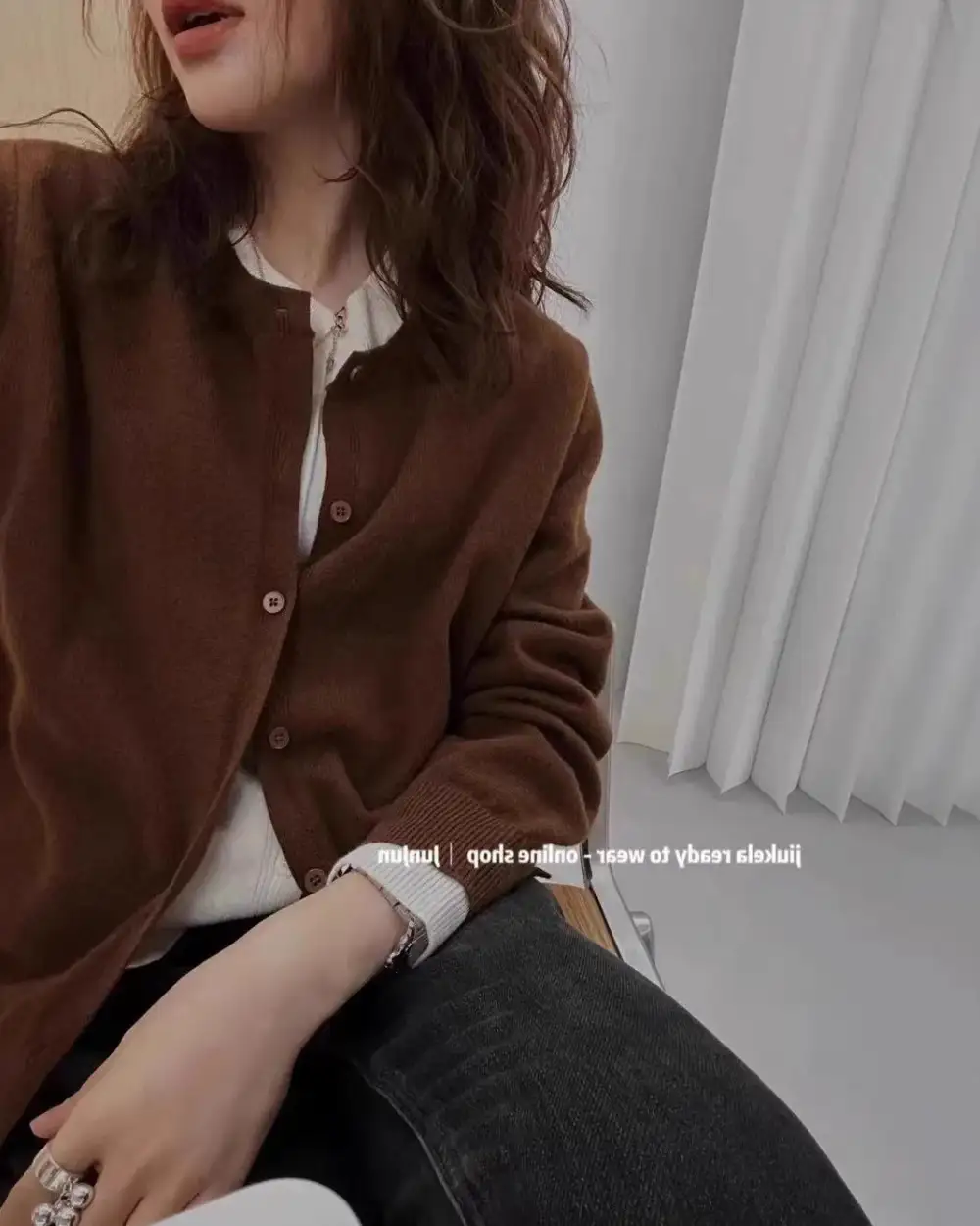 Cashmere Button-Front Round-Neck Relaxed-Fit Cardigan