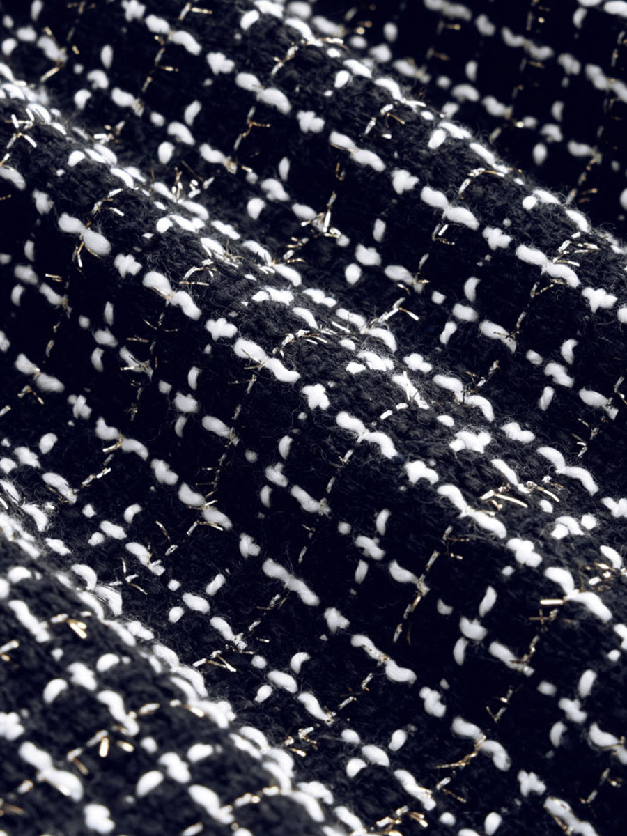 Tweed U-Neckline Solid Mini Dress