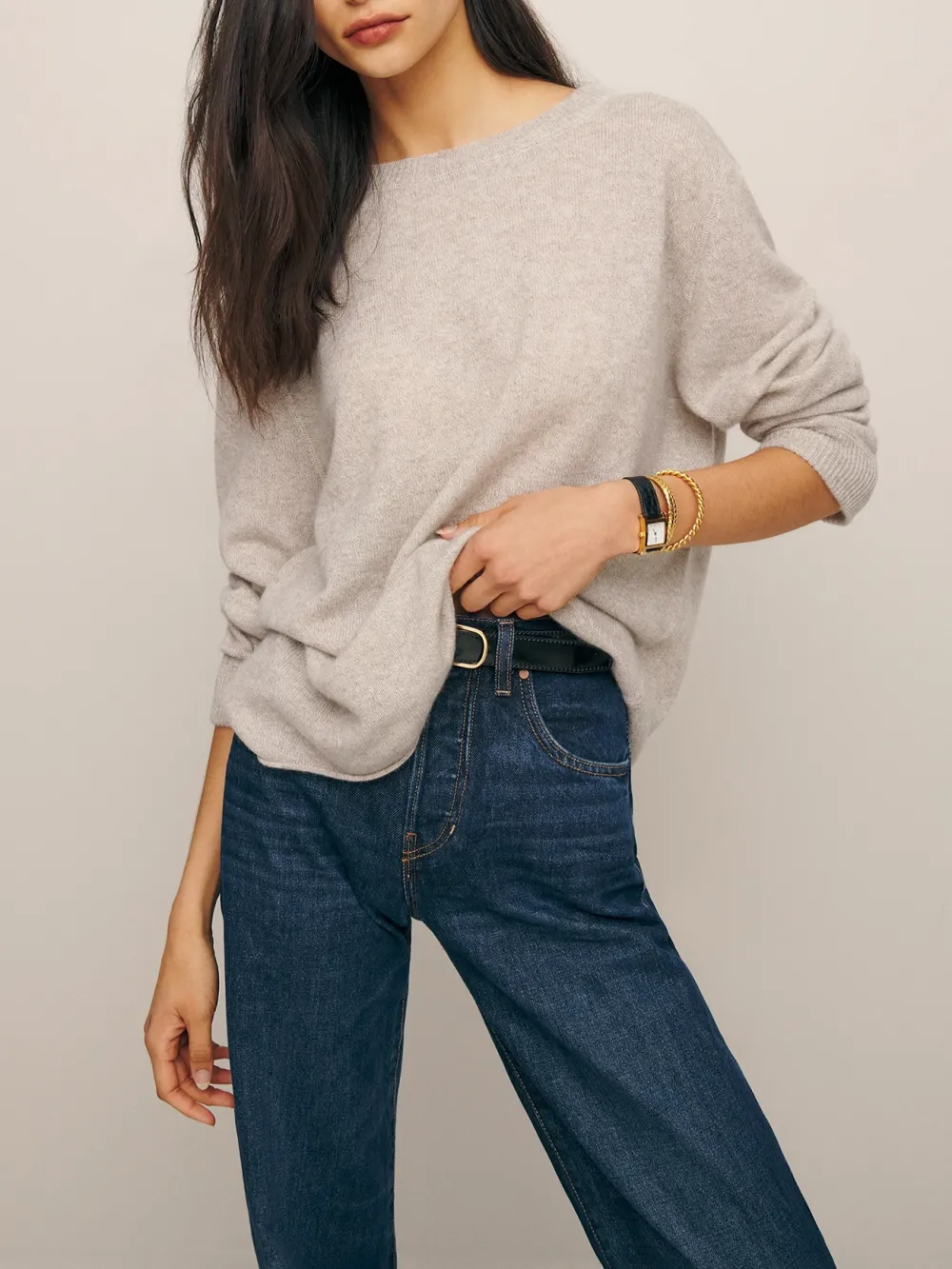 Relaxed Fit Crew Neck Knit Sweater