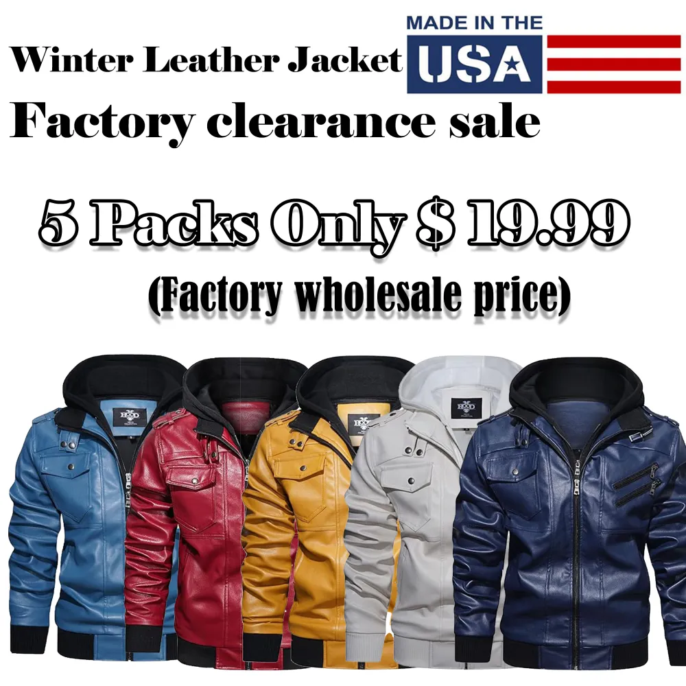 🧥 Men’s Casual Stand Collar PU Faux Leather Motorcycle Jacket with Removable Hood
