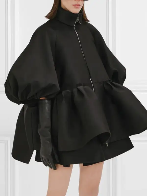 Relaxed Zip-Front Casual Outerwear Jacket