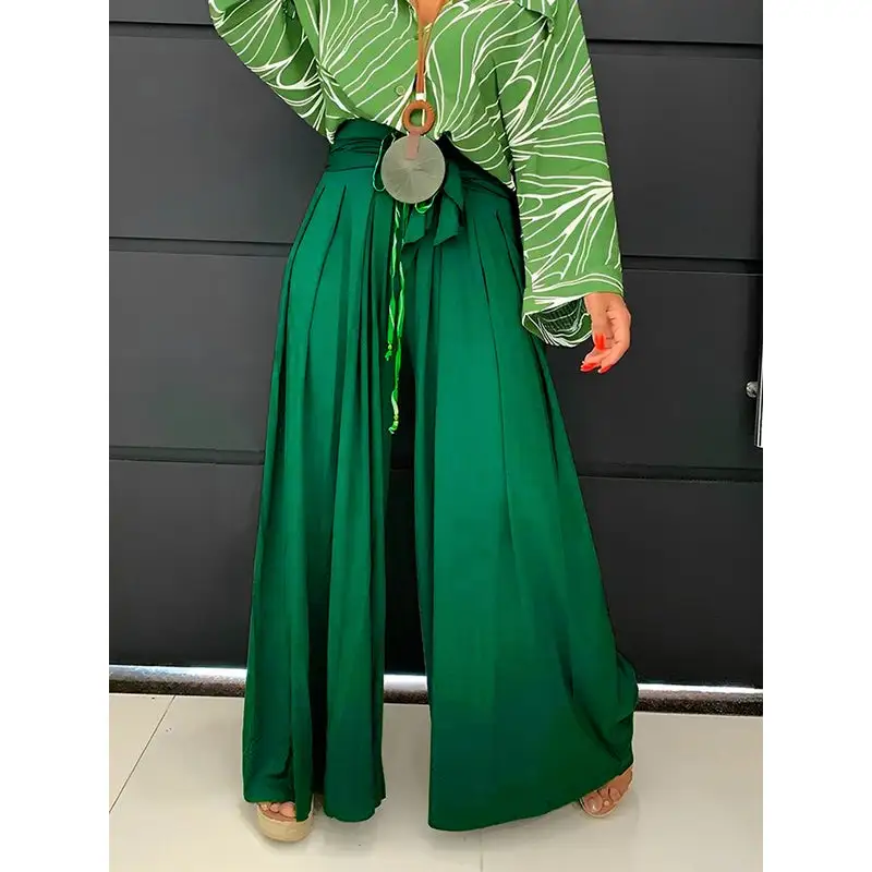Women's Versatile Wide Leg Loose Fit Pleated Pants