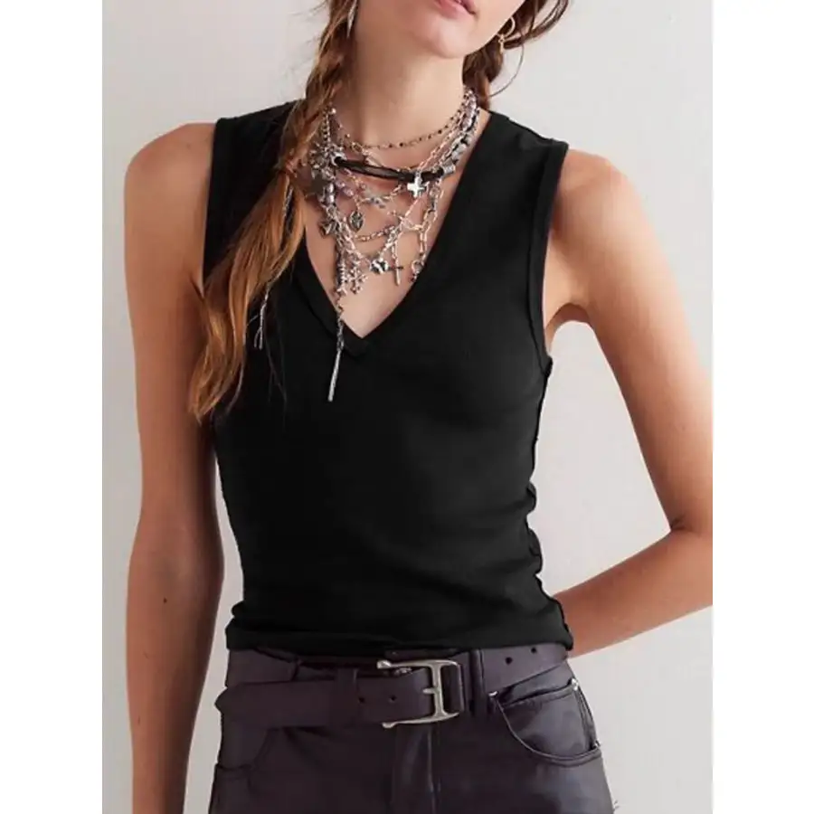V Neck Wide Strap Tank
