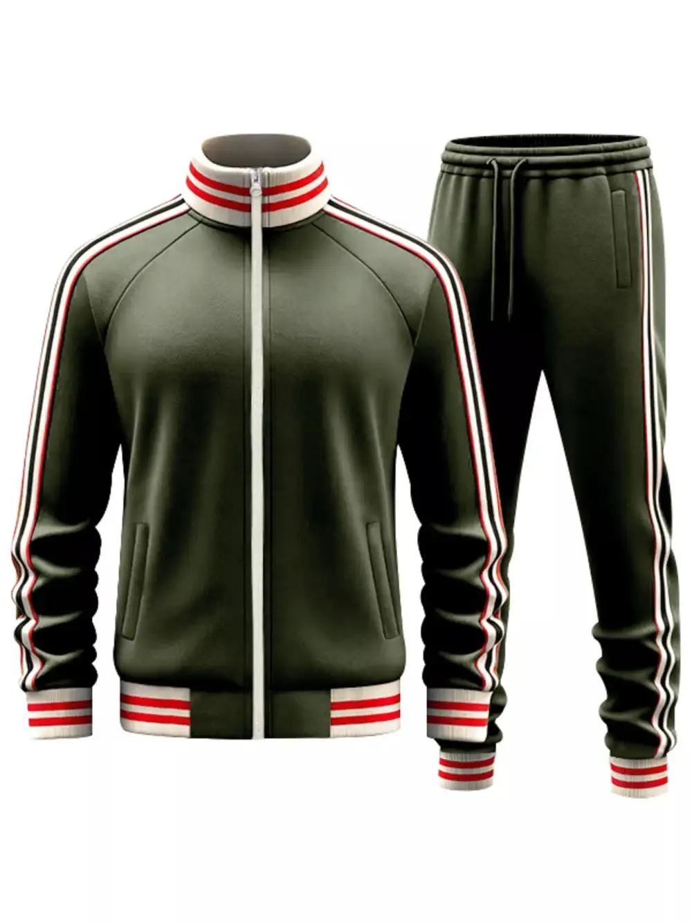 Men's Full Size Striped Zip Up Outerwear