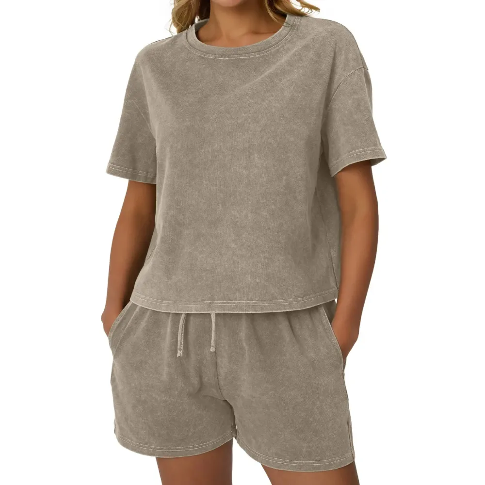 Women's Acid Wash Two-Piece Outfit