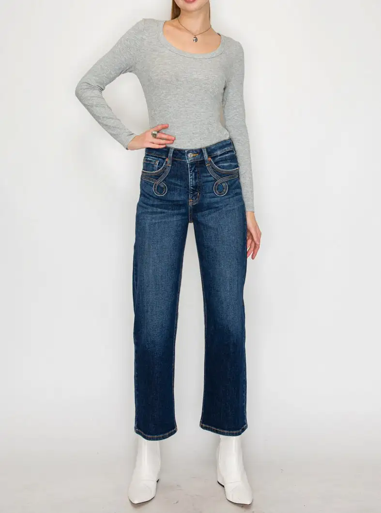 Closet Ready High Rise Straight Leg Cropped Denim Jeans