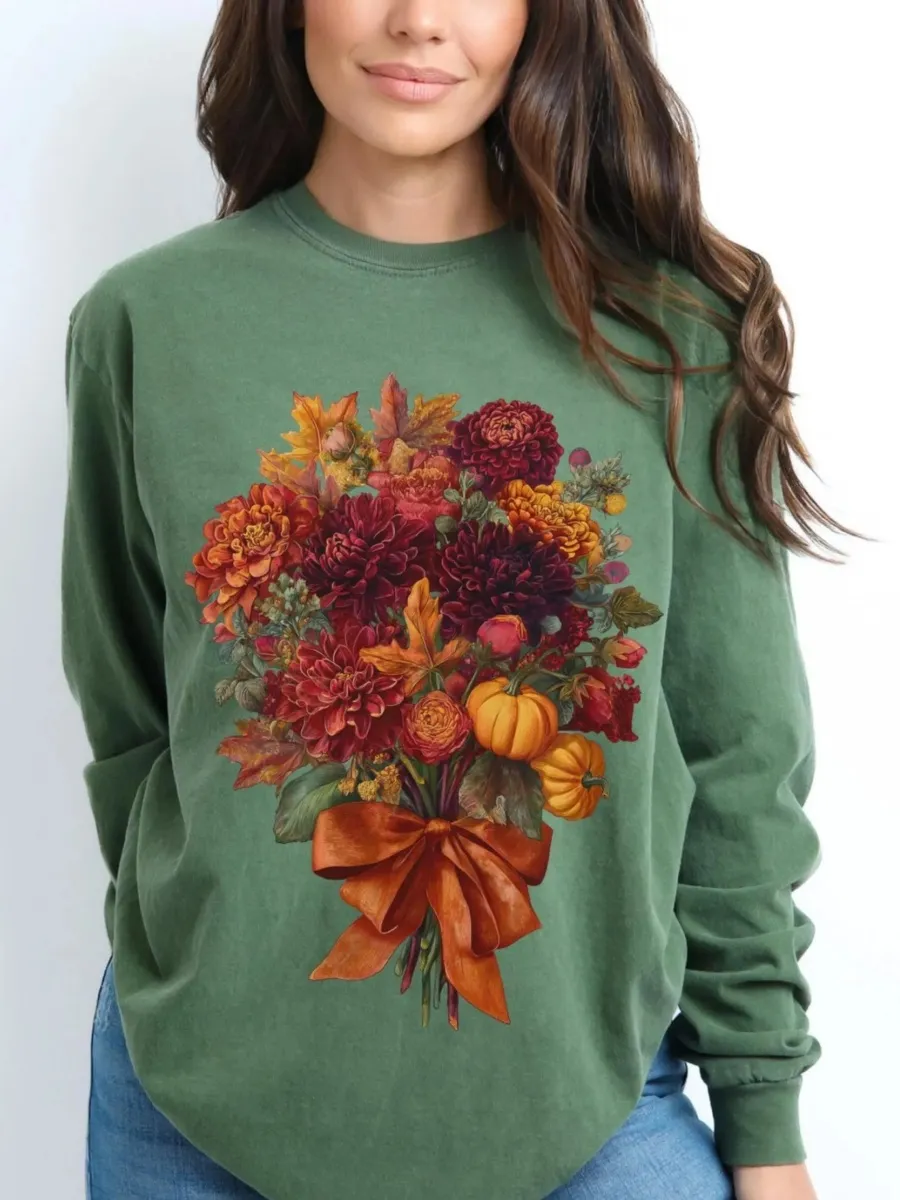 Pumpkin Bouquet Print T-Shirt