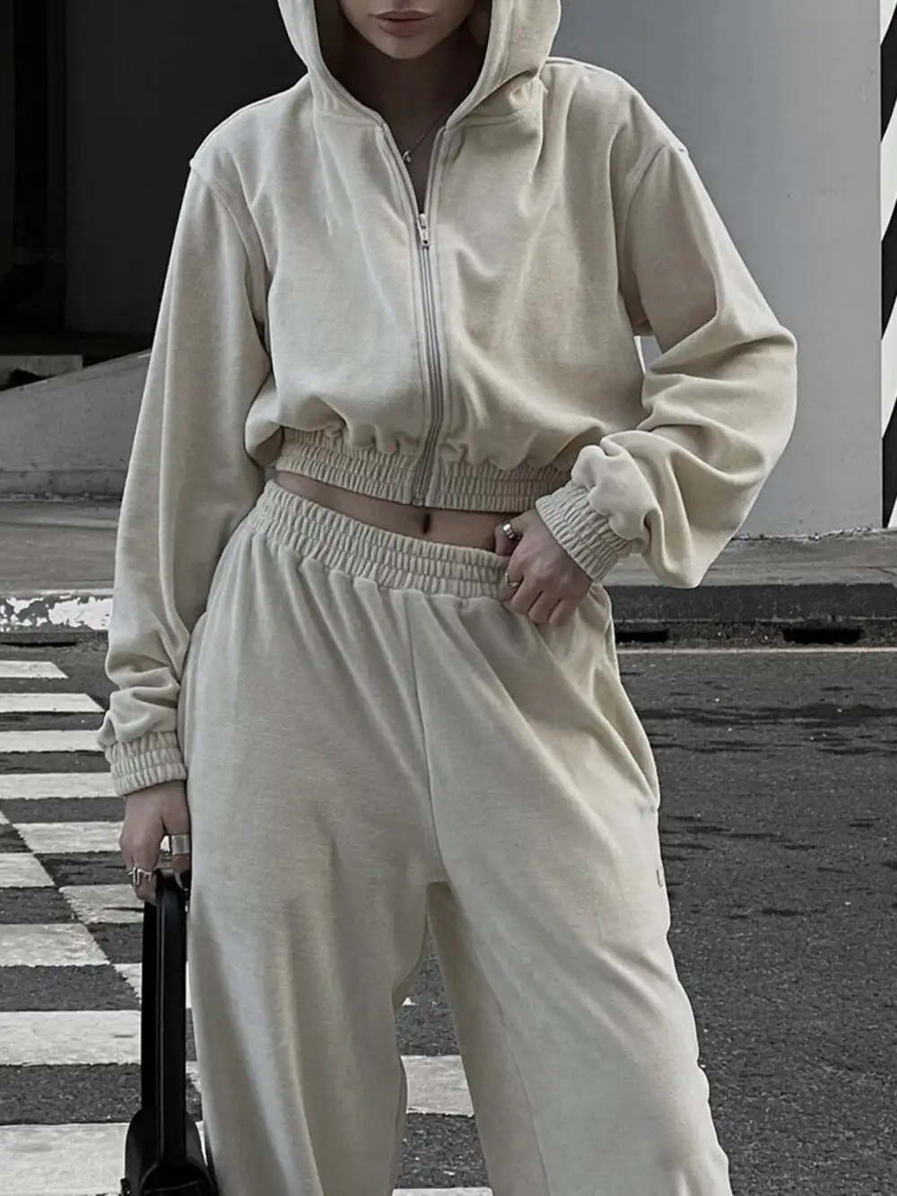 Zip Up Hoodie And Pocketed Pants Set