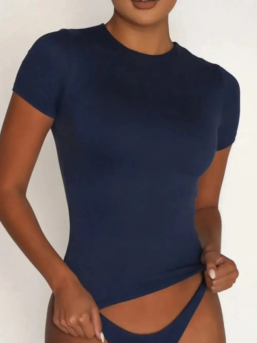 Round Neck Short Sleeve Top Set Swim Cover Up