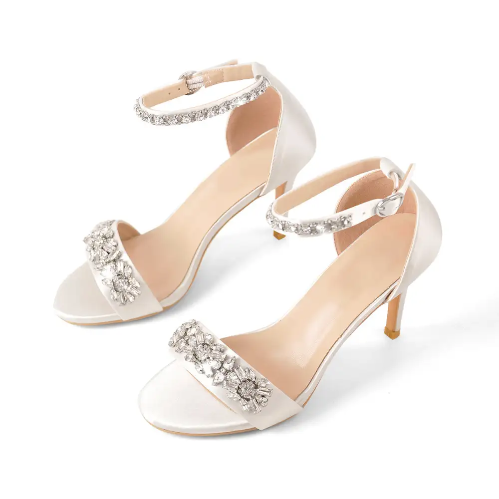 Rhinestone Embellished Ankle Strap Sandals