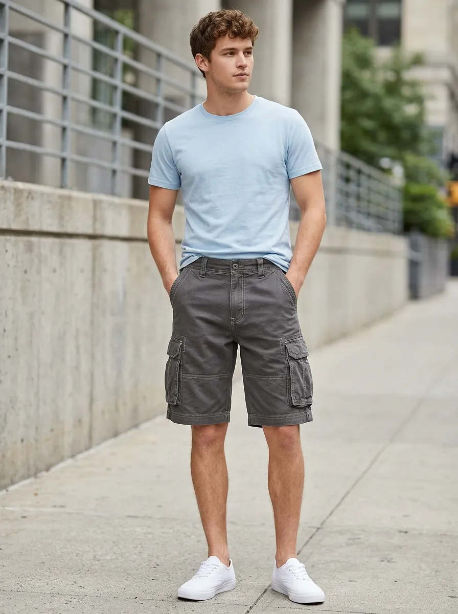 Men's Multi-Pocket Button Zip Fly Cargo Shorts