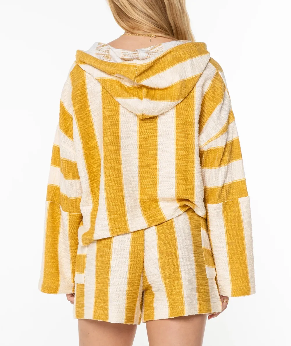 White Striped Oversized Crewneck Sweatshirt