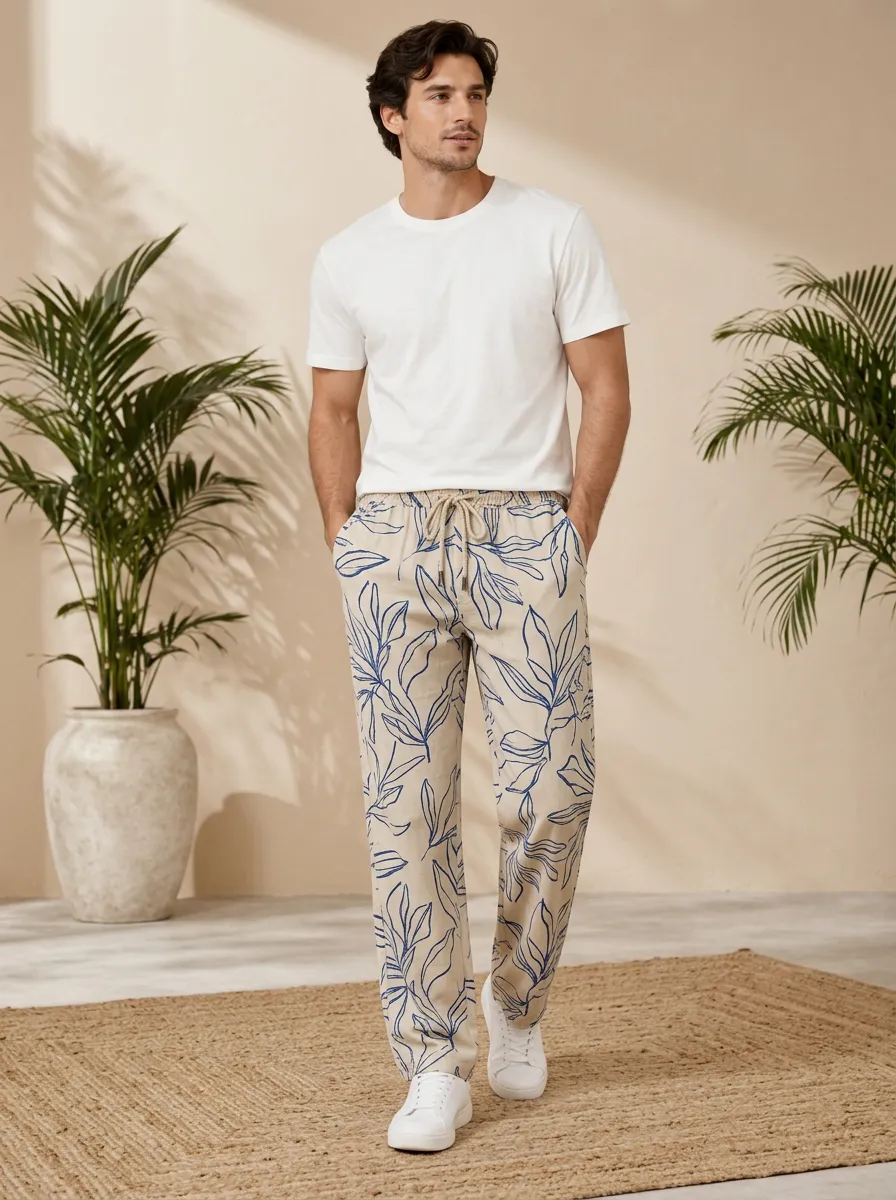Men's Leaf Resort Inspired Printed Pants
