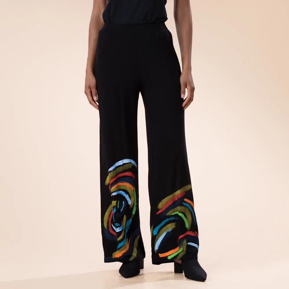 Hand-Painted Stripes and Swirls Pants