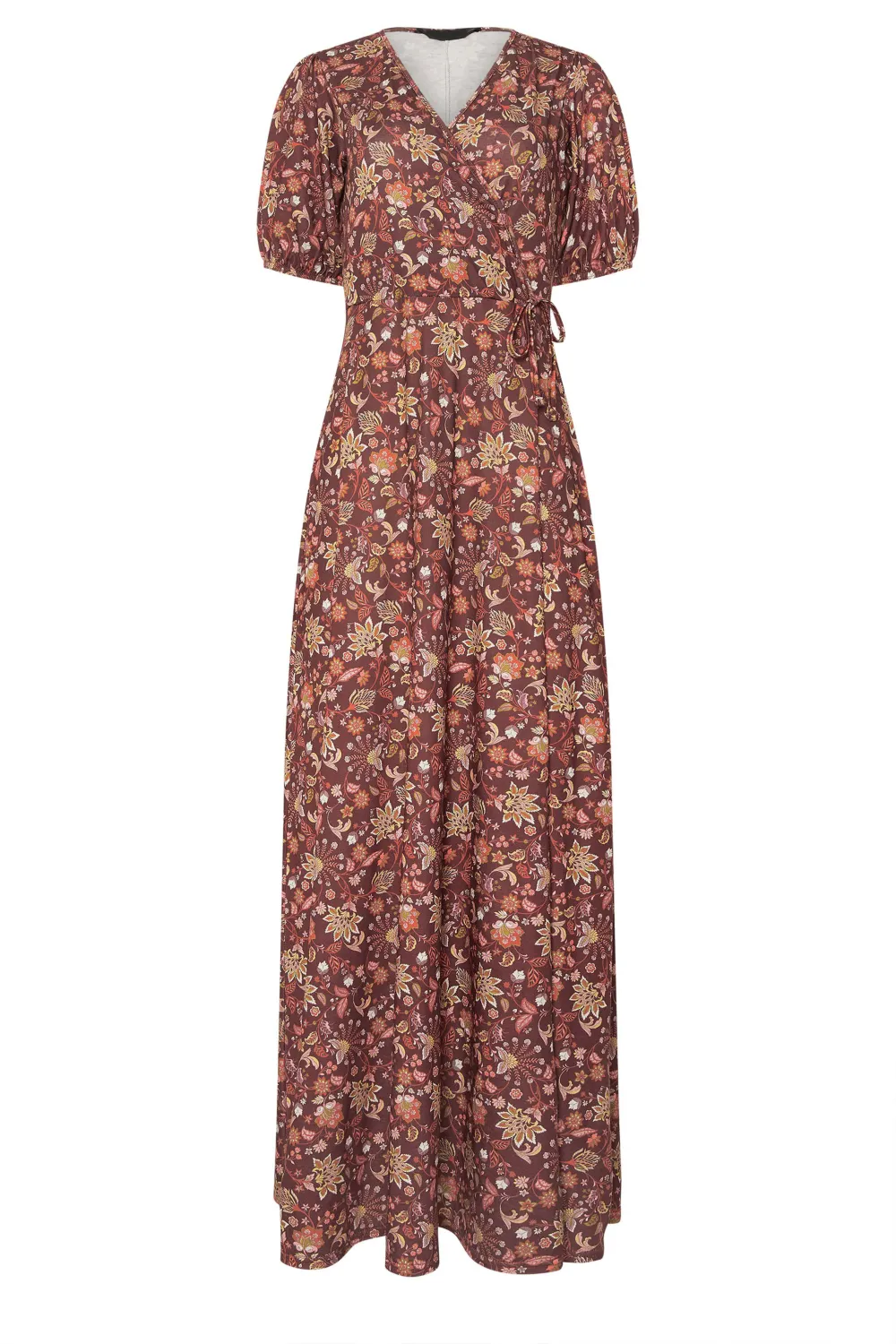 Orange Wrap Short Sleeves Maxi Dress
