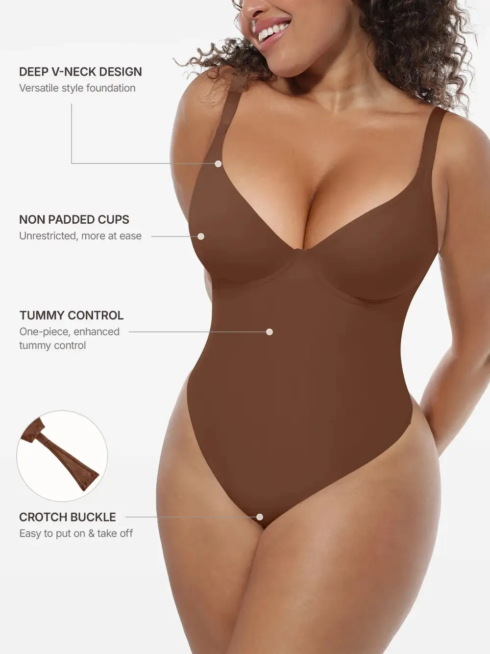 V Neck Deep Shaping Bodysuit