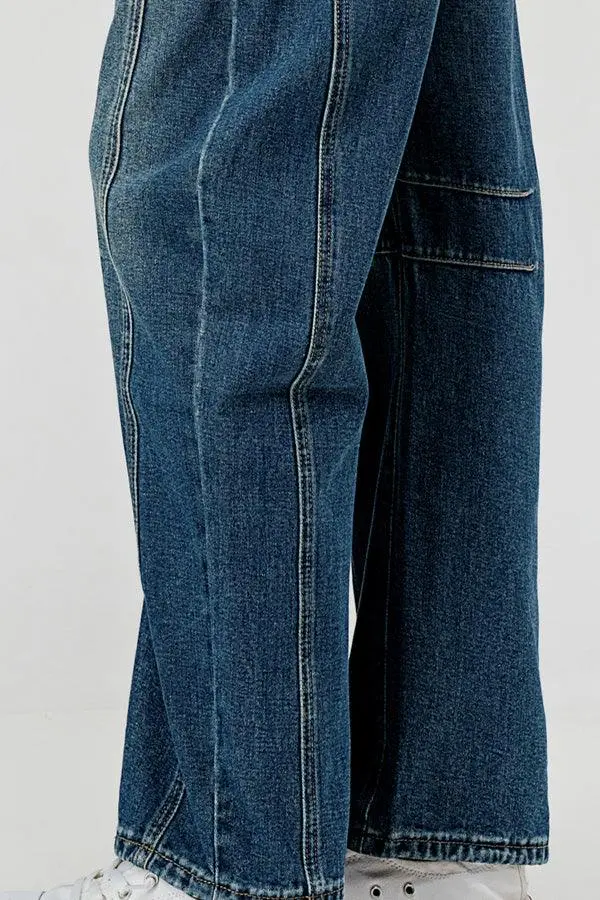 Mid Rise Barrel Denim Pants