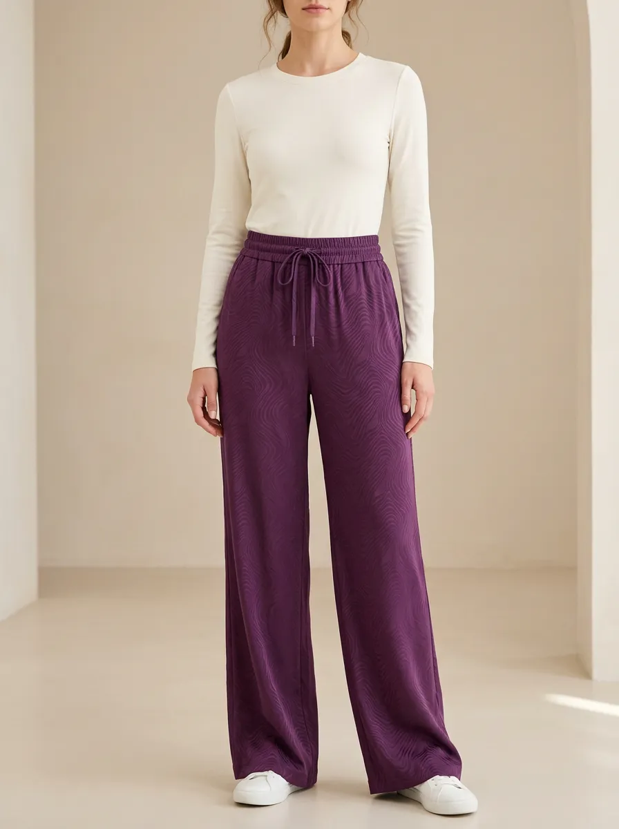 Refined Wide-Leg Printed Women's Wide-Leg Pants