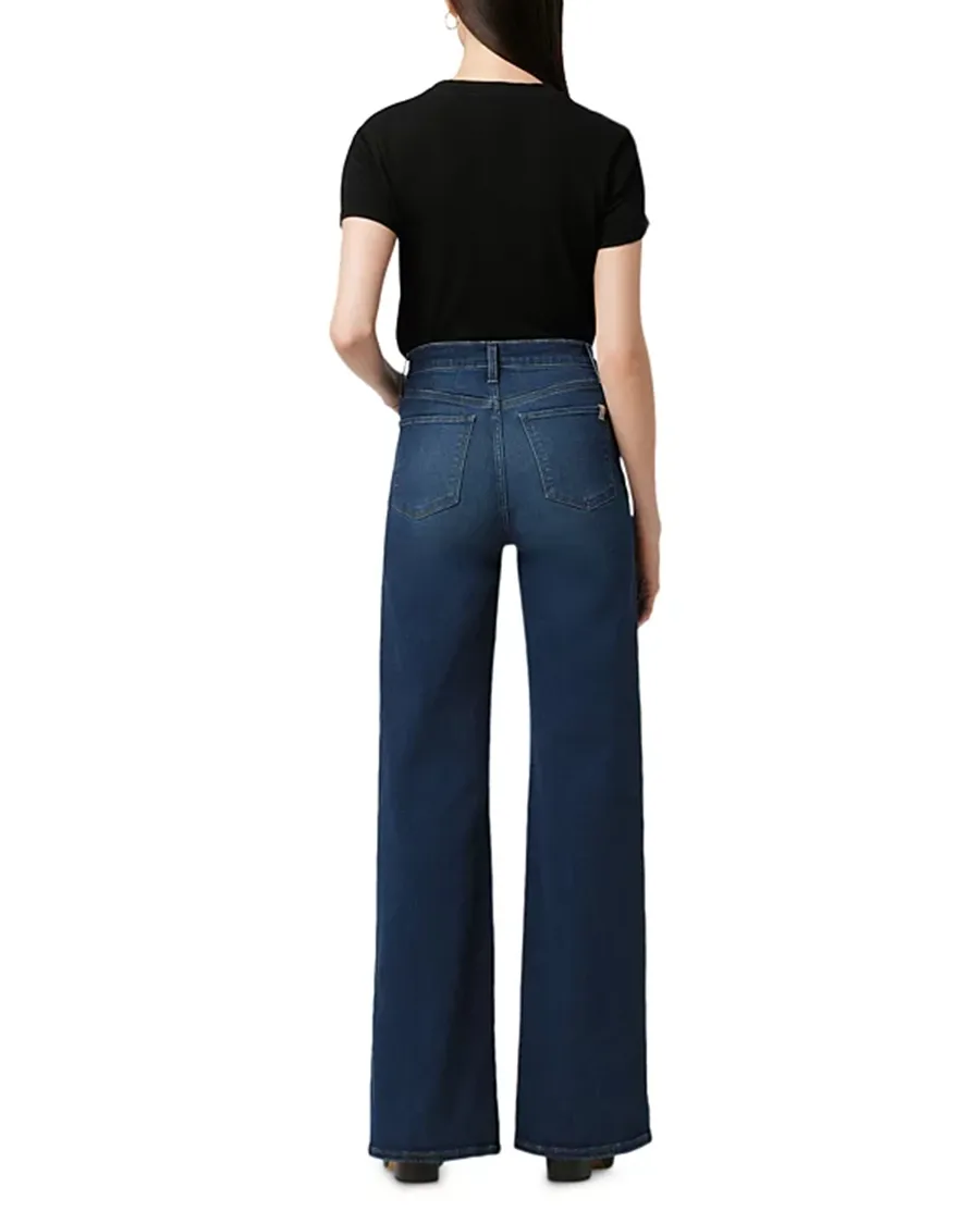 Casual Style High Rise Wide Leg Jeans
