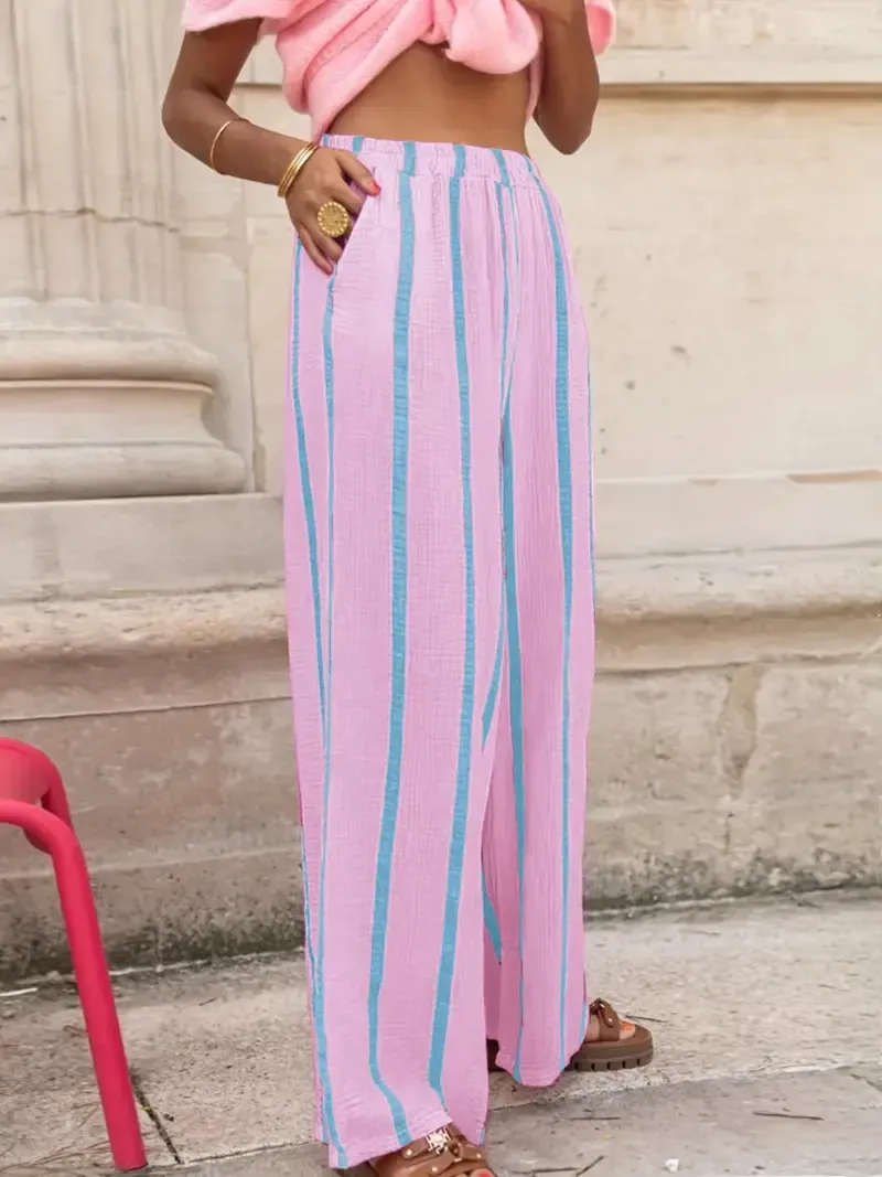 Women's Striped Print Wide Leg Pants | $2.18 per pair