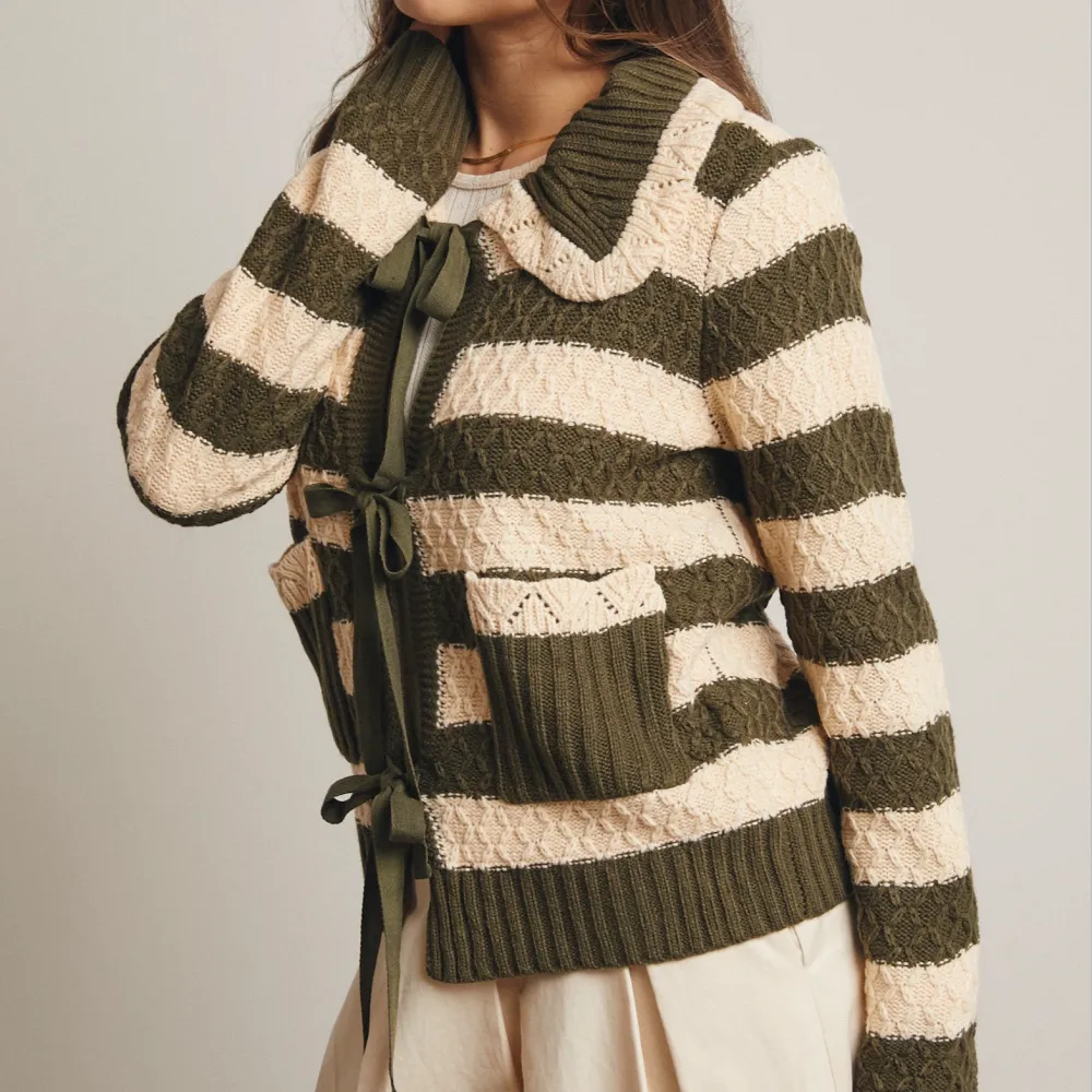 Open Front Tie Front Ribbed Oversized Cardigan