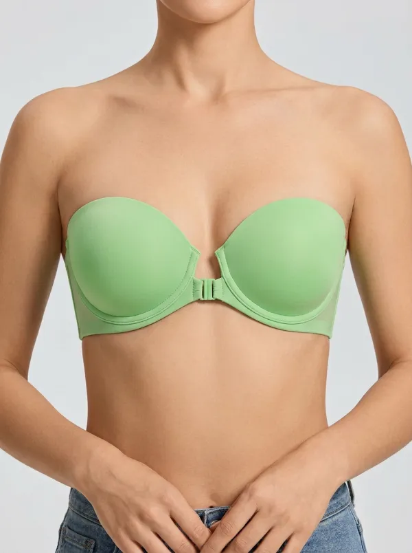 Women's Molded-Cup Rounded-Cup Front-Closure Strapless Bra