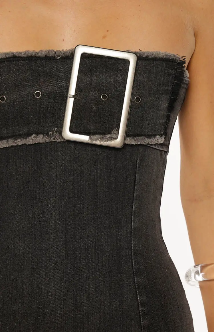 Strapless Bodycon Buckle Mini Dress
