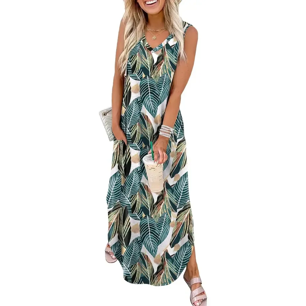 Summer Dresses Maxi Dress Vacation Beach Sundresses 2026 with Pockets SpringStatements